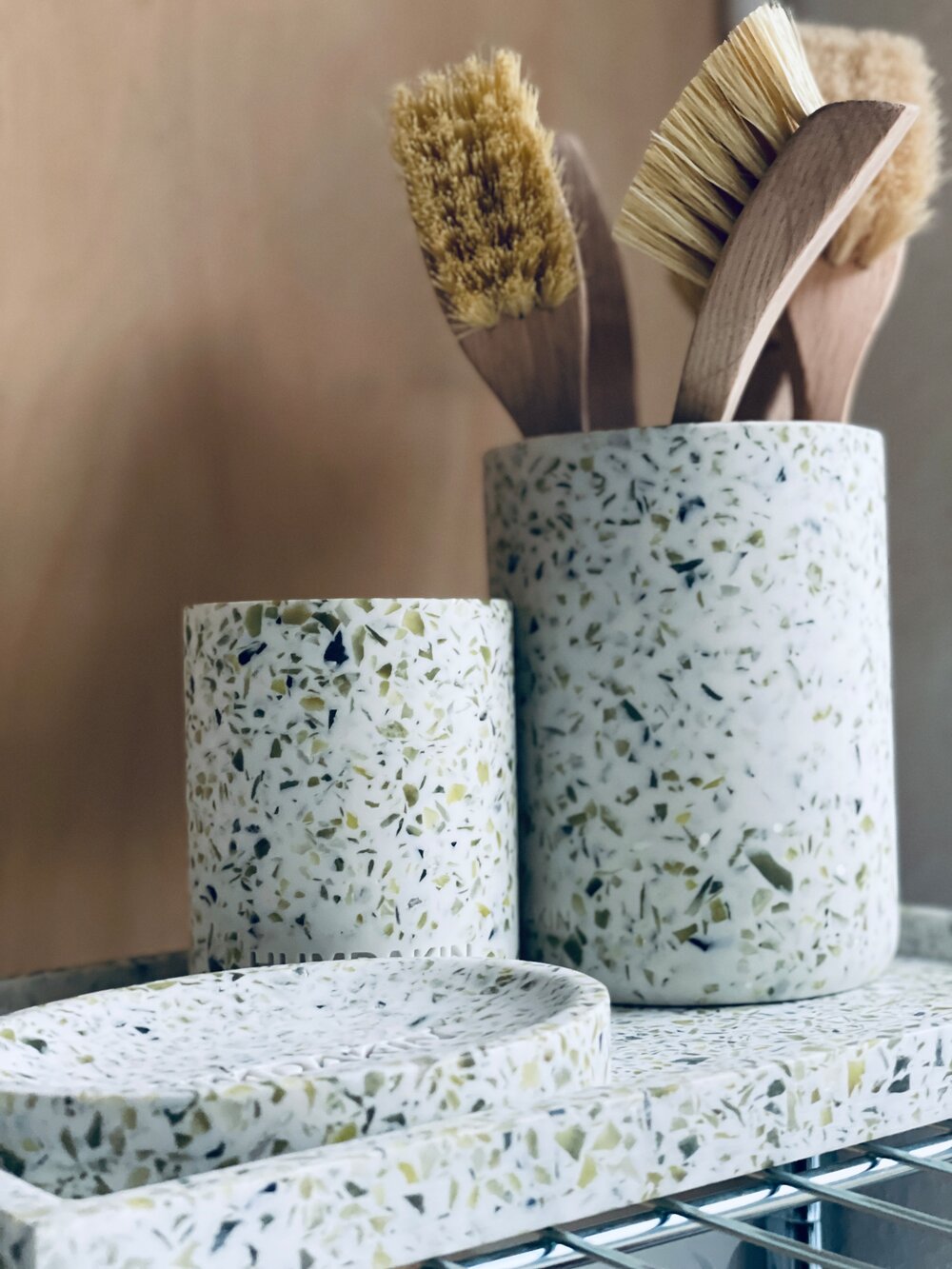 Terrazzo bakke, Natural - 10x25 cm.